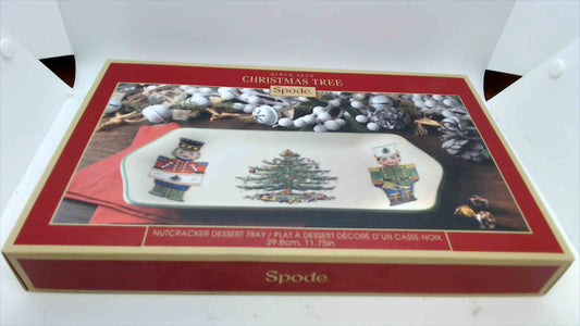 Spode Christmas Tree Nutcracker Dessert Tray – 11.75" Holiday Porcelain, Dishwasher/Microwave/Freezer Safe