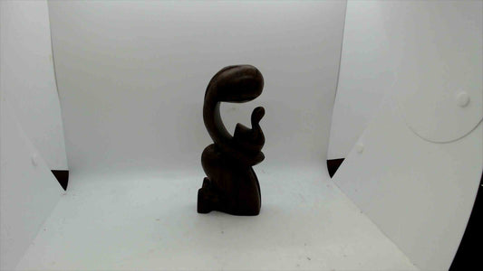Hand-Carved Wooden Abstract Sculpture – Mother and Child Figurine