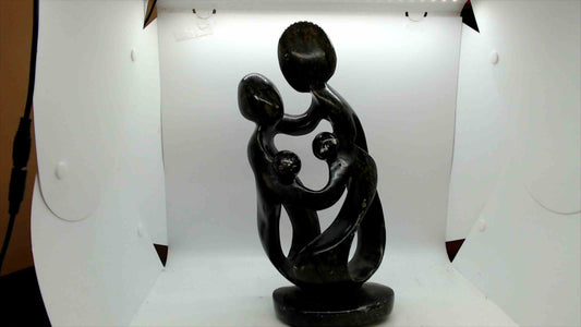 Hand-Carved African Stone Sculpture – Family of Four Abstract Statue