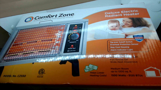 Comfort Zone Deluxe Electric Radiant Heater – Model CZ550, 1500W