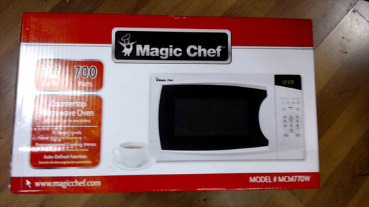 Magic Chef 0.7 Cu. Ft. 700-Watt Countertop Microwave Oven – White (Model MCM770W)