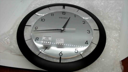 Seiko QXA520KL Wall Clock – Silver Dial with Black Frame, Quiet Sweep Second Hand