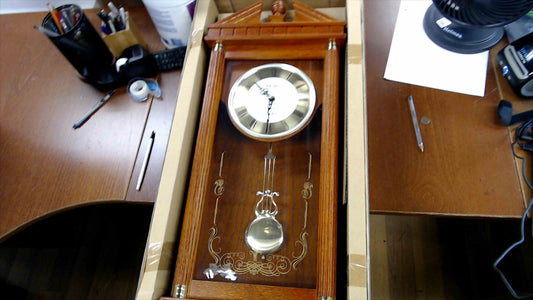 Seiko QXH107BLH Wall Pendulum Clock – Wooden Case, Roman Numerals, Chiming, New in Box