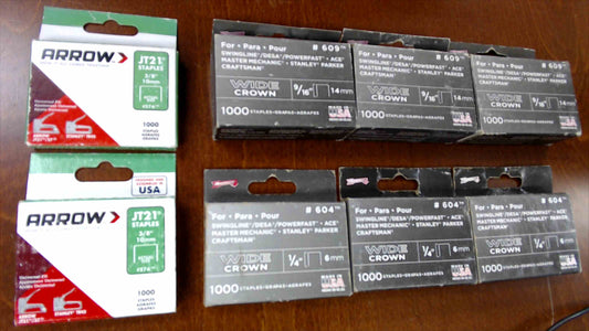 Lot of 8 Boxes – Arrow JT21 & Wide Crown Staples (8,000 Total)