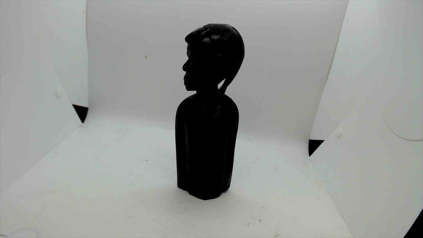 Vintage Hand-Carved African Wooden Female Bust Figurine – Tribal Folk Art