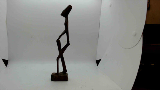 Vintage Hand-Carved African Tribal Wooden Figurine – Tall Abstract Male Sculpture  2