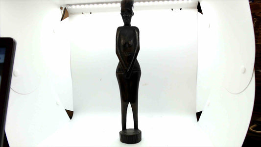 Vintage Hand-Carved African Wooden Female Figurine – Tribal Folk Art Sculpture