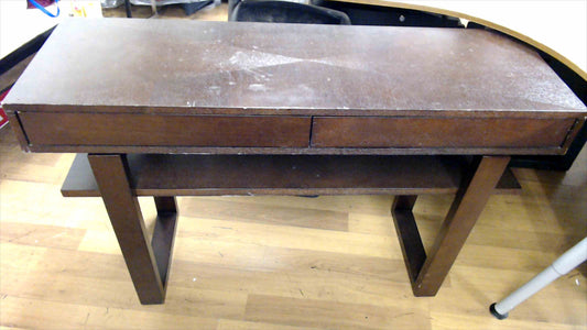 Vintage Wooden Entry Console Table with Unique Half-Moon Drawers