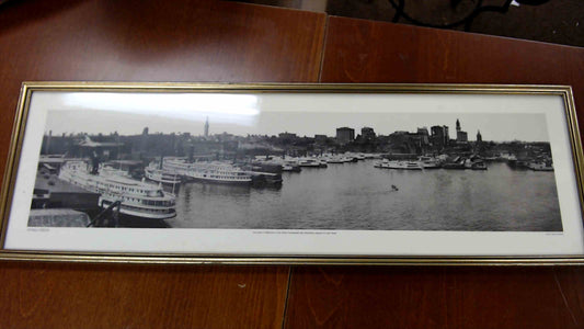 Framed 1980 Apple Pie Graphics Print – Baltimore Harbor 1912 Chesapeake Bay Steamships