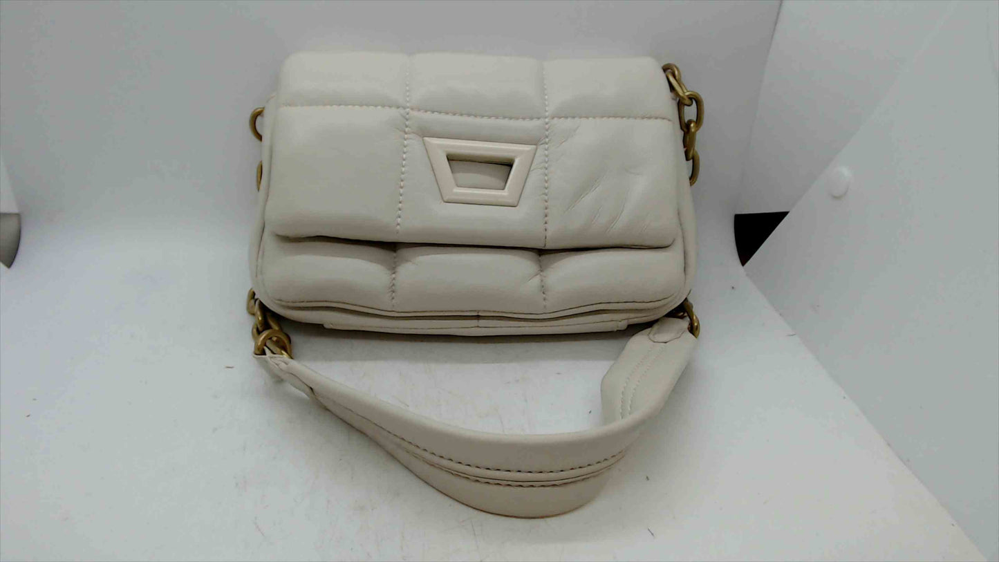 ZARA White Quilted Shoulder Bag with Gold Chain Strap