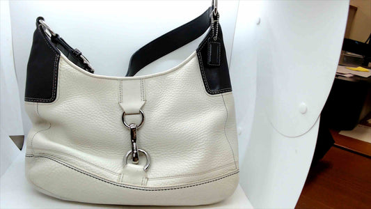 Coach Soft Pebble Leather Hobo Shoulder Bag – Style F13088 – Cream & Black