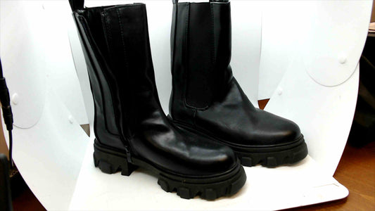 EGO Women’s Chunky Platform Knee-High Boots – Black – Size UK 6 / US 8