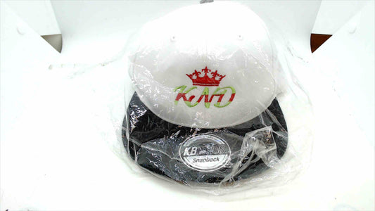 Kings Never Die White & Black Snapback Hat – Embroidered Crown Logo – Adjustable