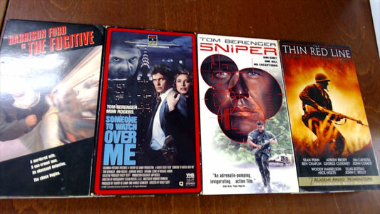 Lot of 4 VHS Action & Thriller Movies – The Fugitive, Someone to Watch Over Me, Sniper, The Thin Red Line