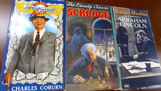 Classic VHS Lot – Colonel Effingham’s Raid, Scrooge, Abraham Lincoln (3-Tape Set)
