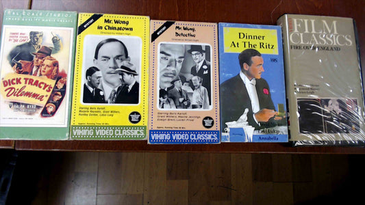 Classic Mystery & Detective VHS Lot – Dick Tracy, Mr. Wong, David Niven, Laurence Olivier (5 Tapes)