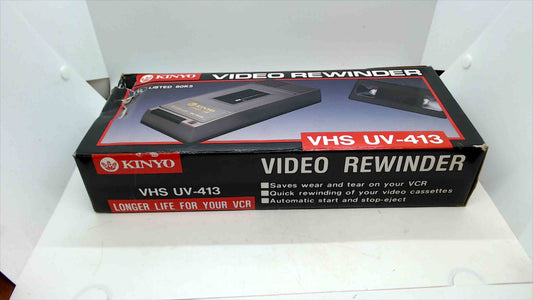 Kinyo VHS UV-413 Video Cassette Rewinder – Brand New in Box, Quick Rewind, Box Wear