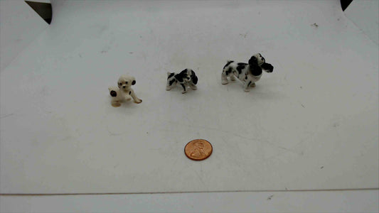 Vintage Miniature Porcelain Dog Figurines – Set of 3 Hand-Painted