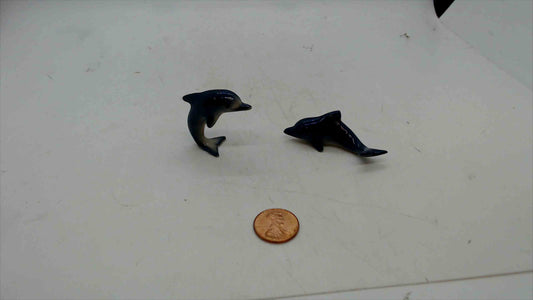 Vintage Miniature Porcelain Dolphin Figurines – Set of 2 Hand-Painted