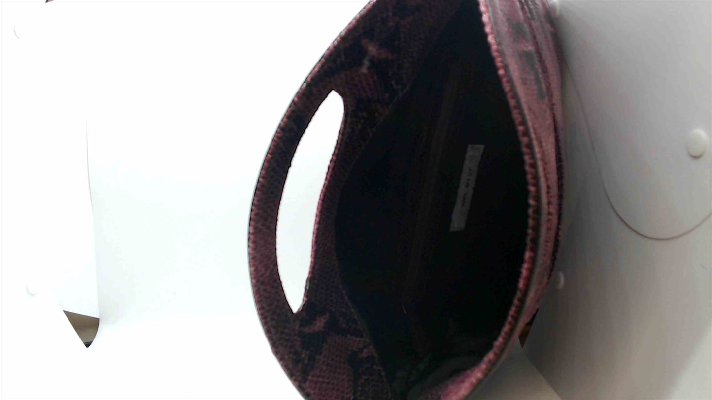 Nine West Faux Snakeskin Cutout-Handle Clutch/Handbag – Berry/Burgundy – Like New
