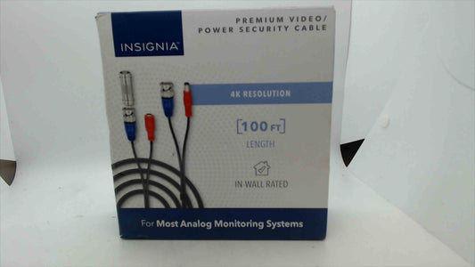 Insignia 100-ft Premium Video/Power Security Cable (BNC + DC) – 4K, In-Wall Rated