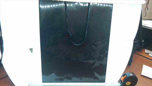 Uline S-11621BL “Debbie” High-Gloss Shopper Bags – Black – Lot of 75 – New in Box