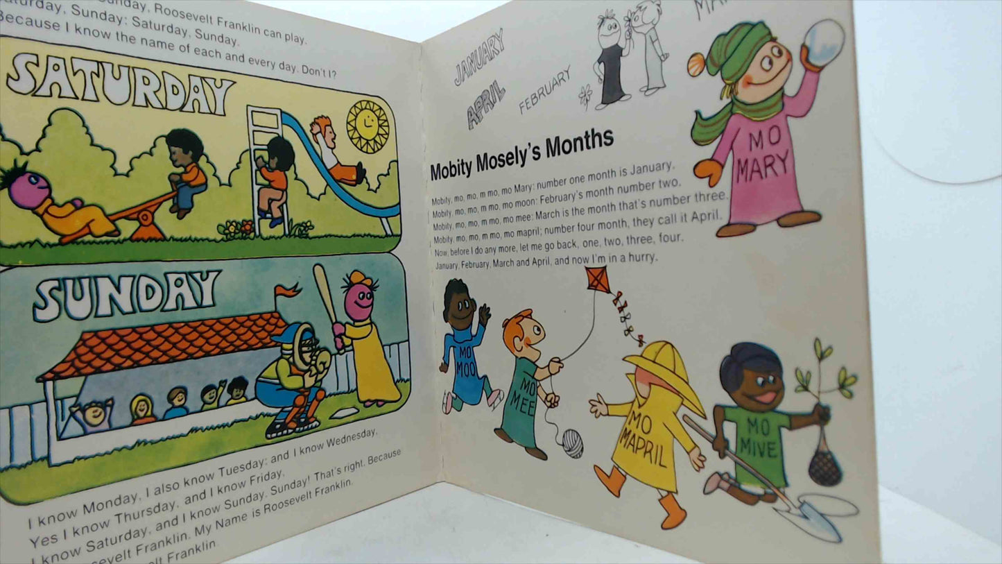 Sesame Street Roosevelt Franklin “Days of the Week / Mobity Mosely’s Months” 45 w/ Picture Book (1970) – Columbia Book & Record Library CC75012
