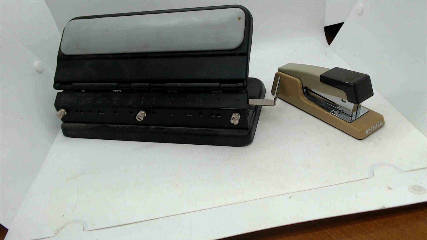 ACCO Heavy-Duty Adjustable Hole Punch (2–7 Hole) + Bostitch Desktop Stapler — Tested & Workin