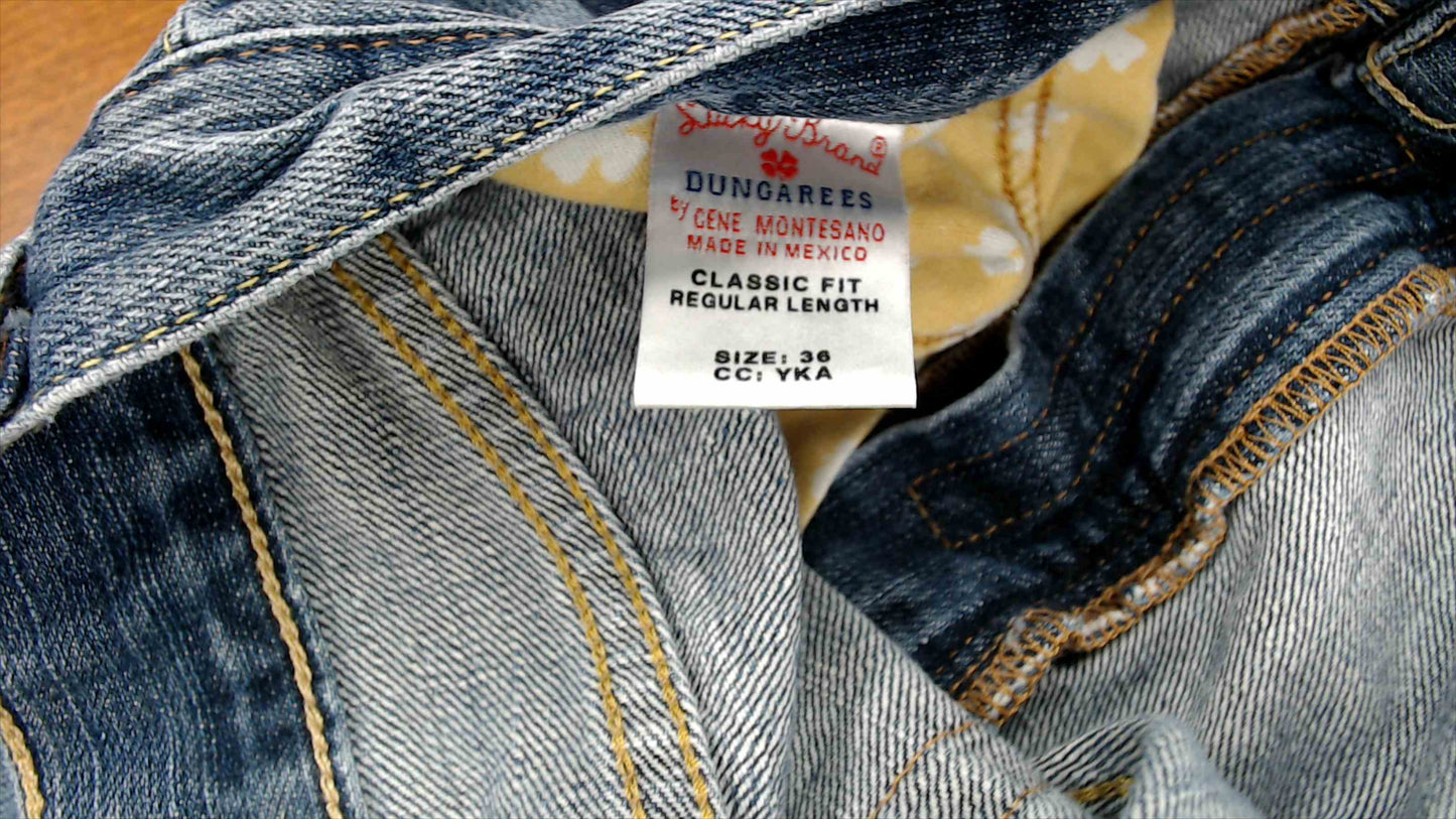Lucky Brand Dungarees by Gene Montesano Men’s Jeans – Classic Fit, Regular Length, Size 36, Medium Wash