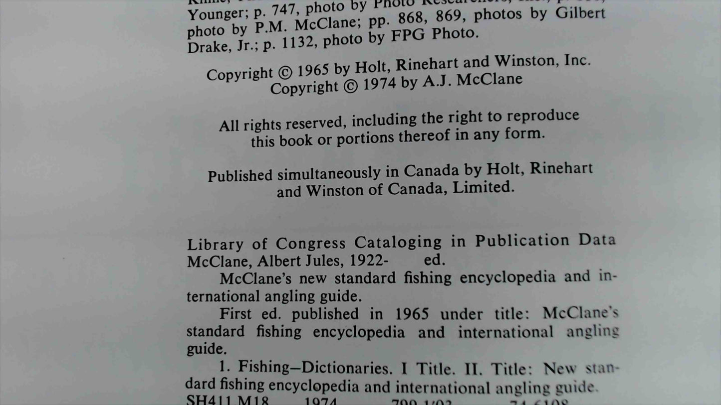 McClane’s New Standard Fishing Encyclopedia & International Angling Guide (1974, HC/DJ) – Excellent Condition