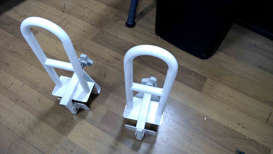 Pair of Heavy-Duty Clamp-On Bathtub Safety Rails / Grab Bars – Adjustable White Steel