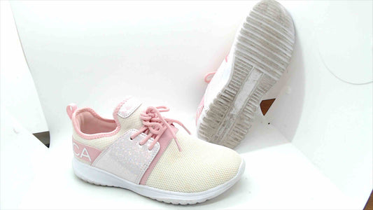 Nautica Pink & White Mesh Sneakers w/ Glitter Panels – Size 5