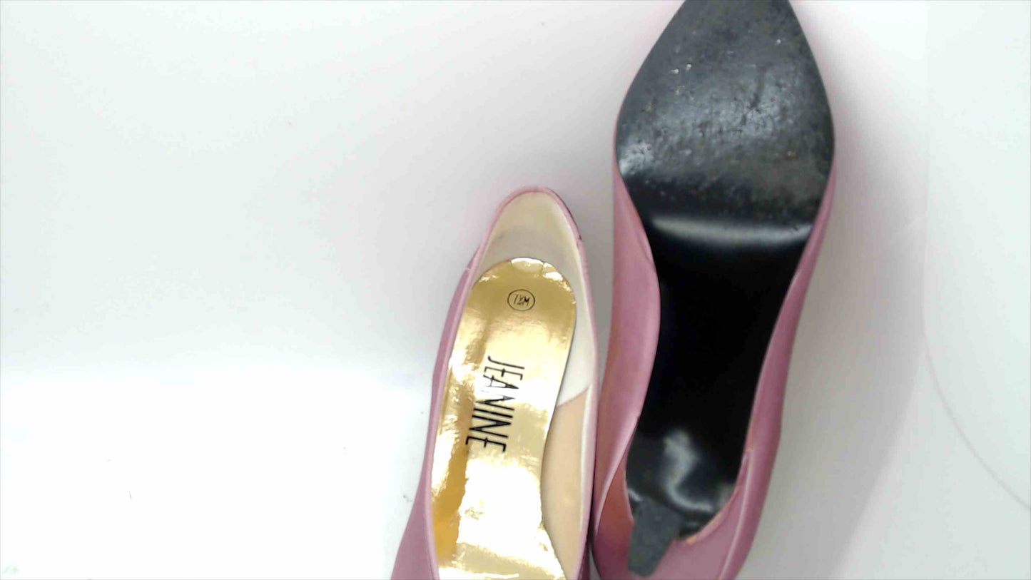 Jean Nine Pink Satin Low Heels – Size 7.5M