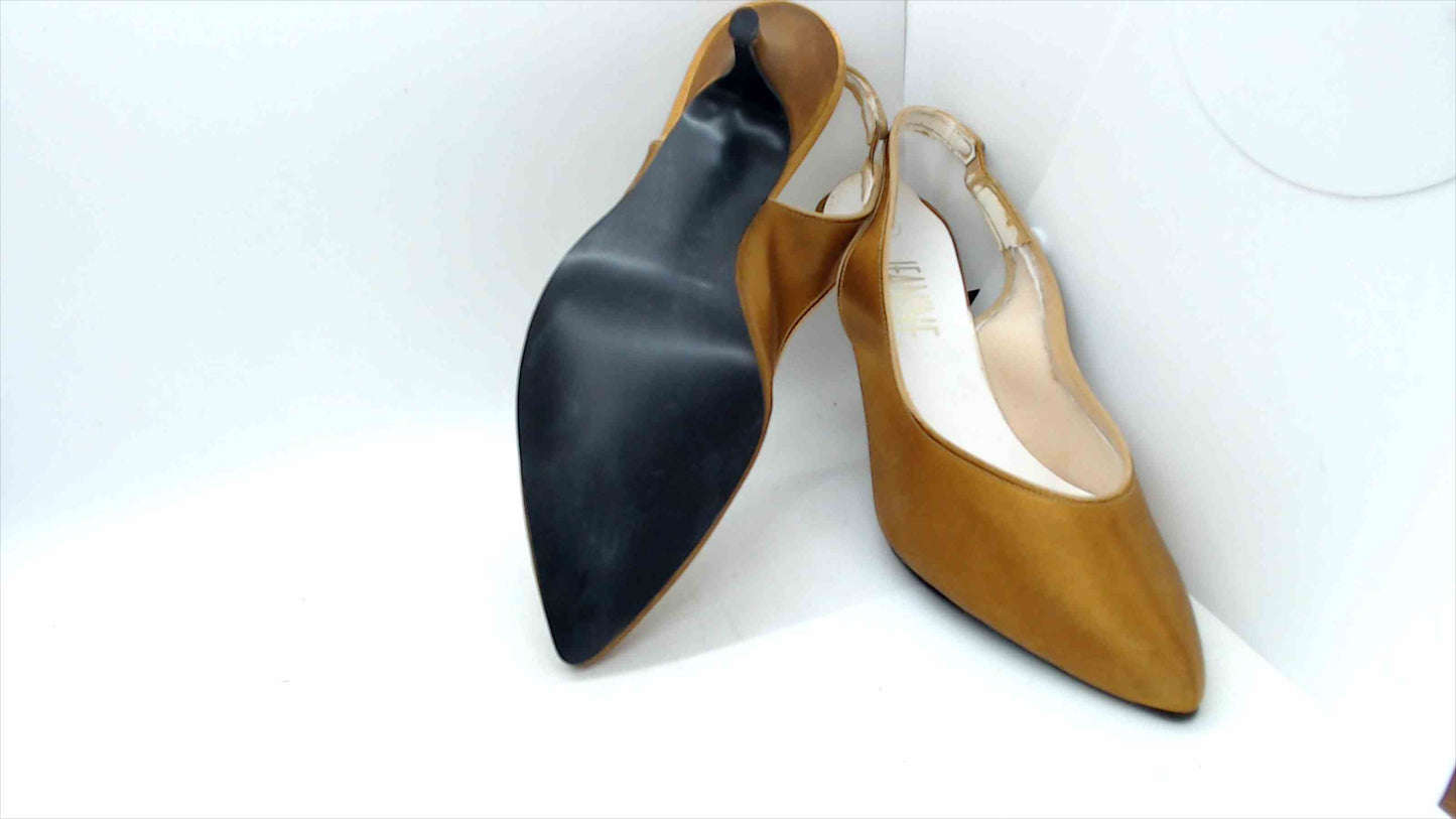Jean Nine Gold Satin Slingback Kitten Heels – Pointed Toe Size 7.5M
