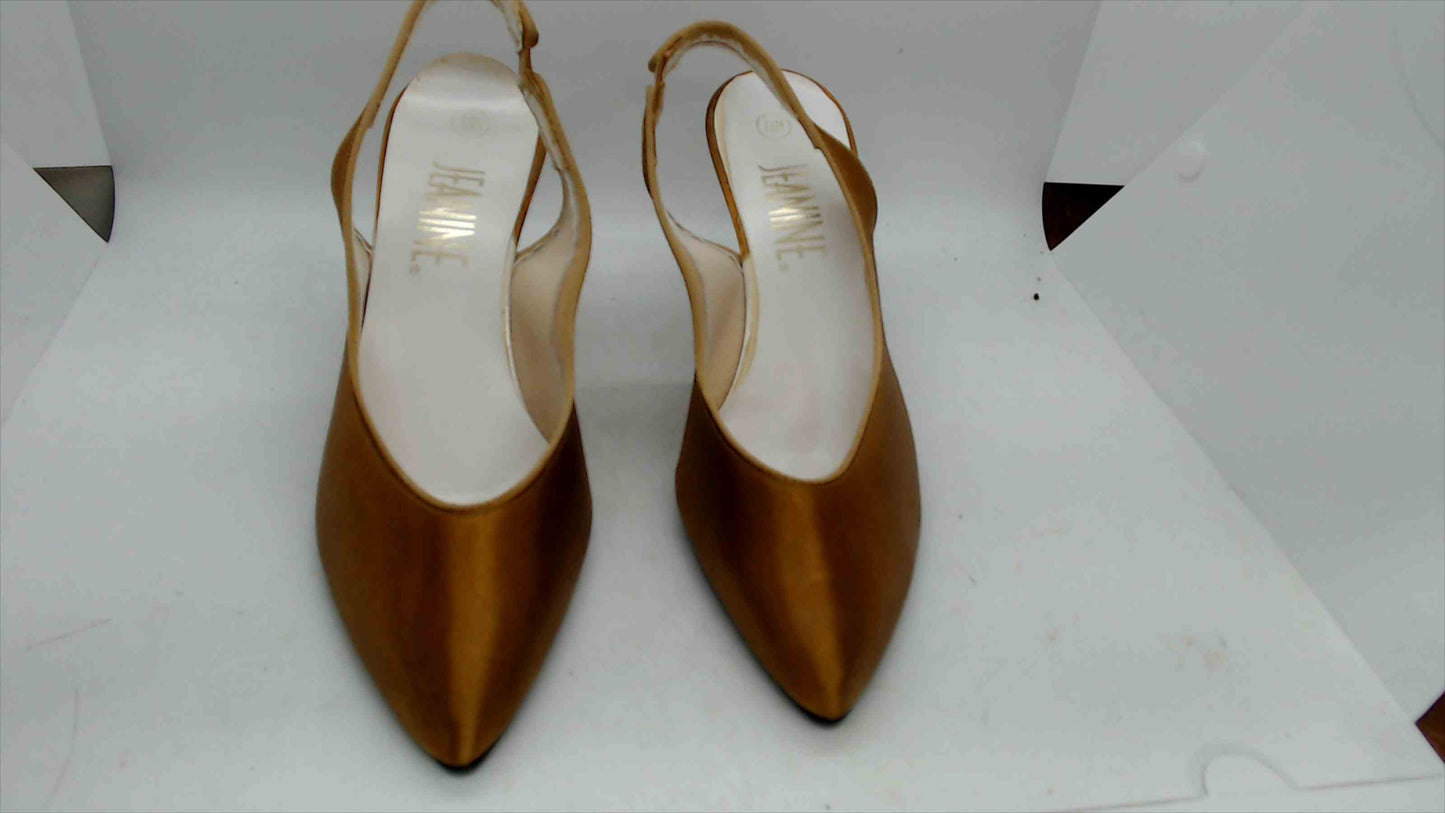 Jean Nine Gold Satin Slingback Kitten Heels – Pointed Toe Size 7.5M