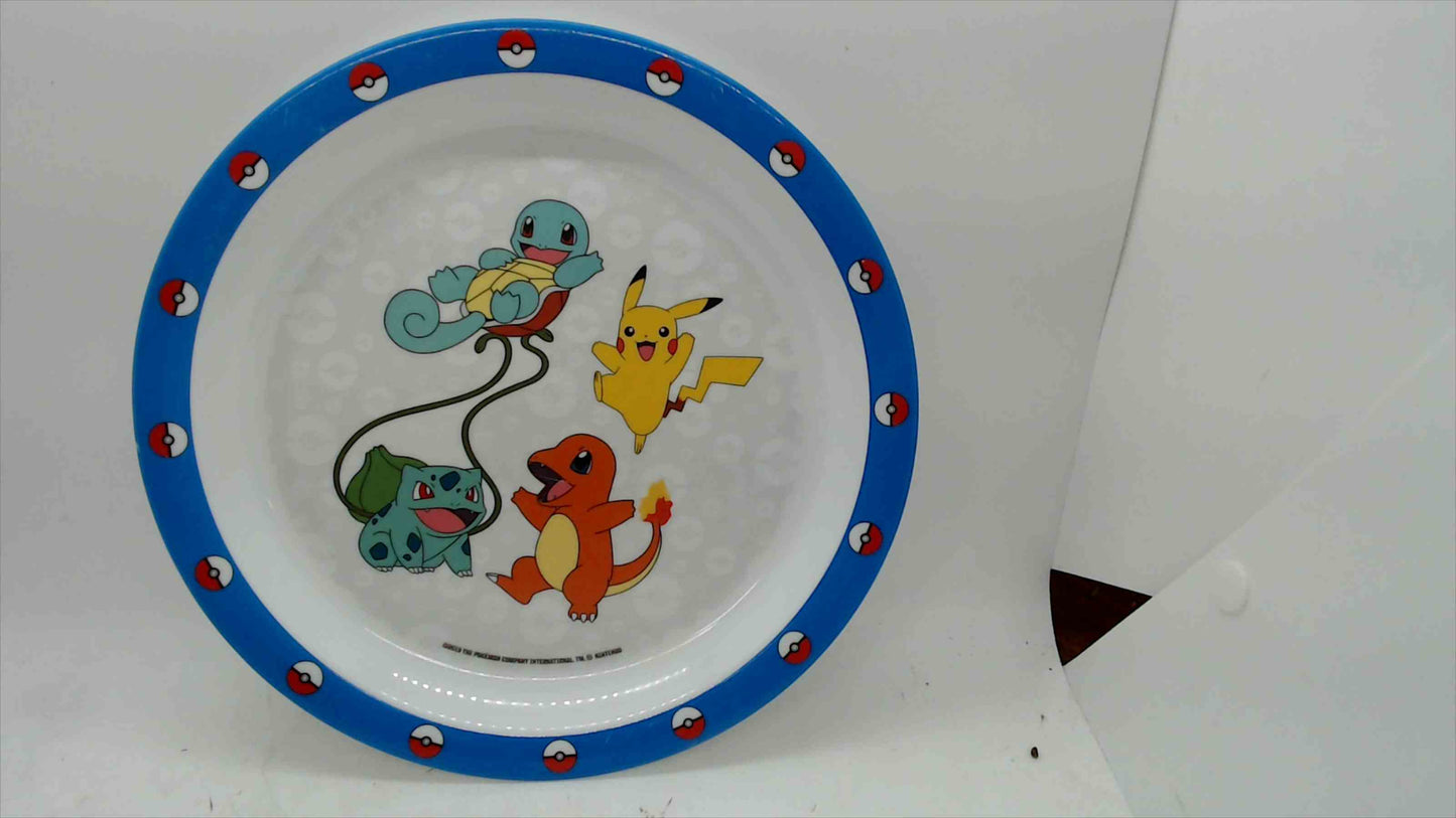 Pokémon Kids Plate – Pikachu, Charmander, Squirtle & Bulbasaur – 2019 – Blue Poké Ball Rim