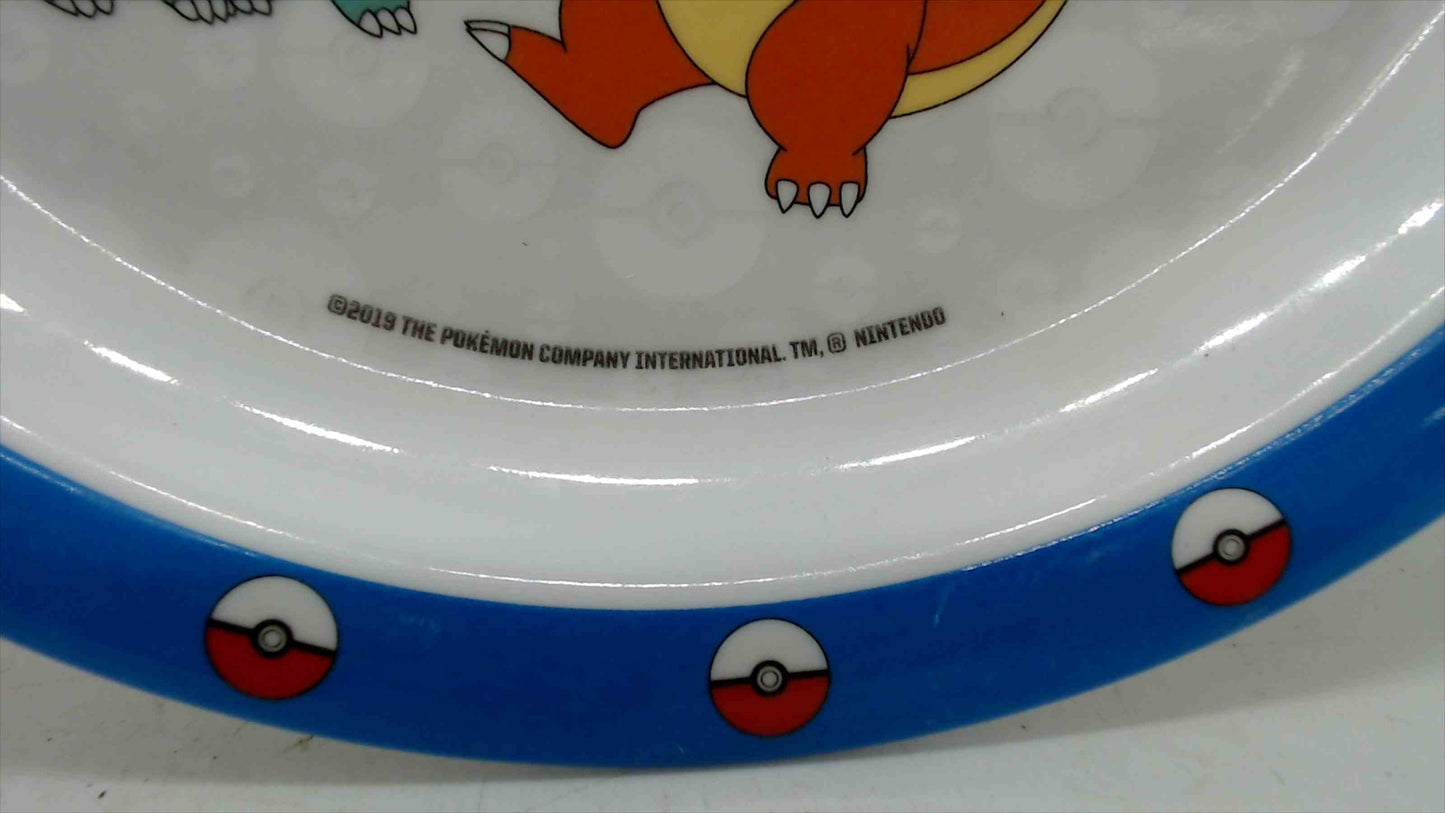 Pokémon Kids Plate – Pikachu, Charmander, Squirtle & Bulbasaur – 2019 – Blue Poké Ball Rim