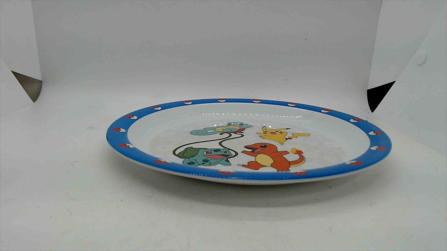 Pokémon Kids Plate – Pikachu, Charmander, Squirtle & Bulbasaur – 2019 – Blue Poké Ball Rim