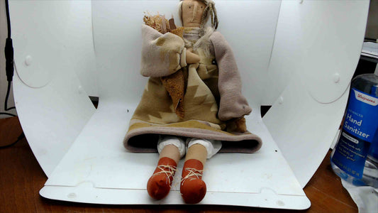 Sharon Andrews & Company Handmade Cloth Art Doll – Southwest Blanket Dress, Folk Art – ~21” Tall, Signed
