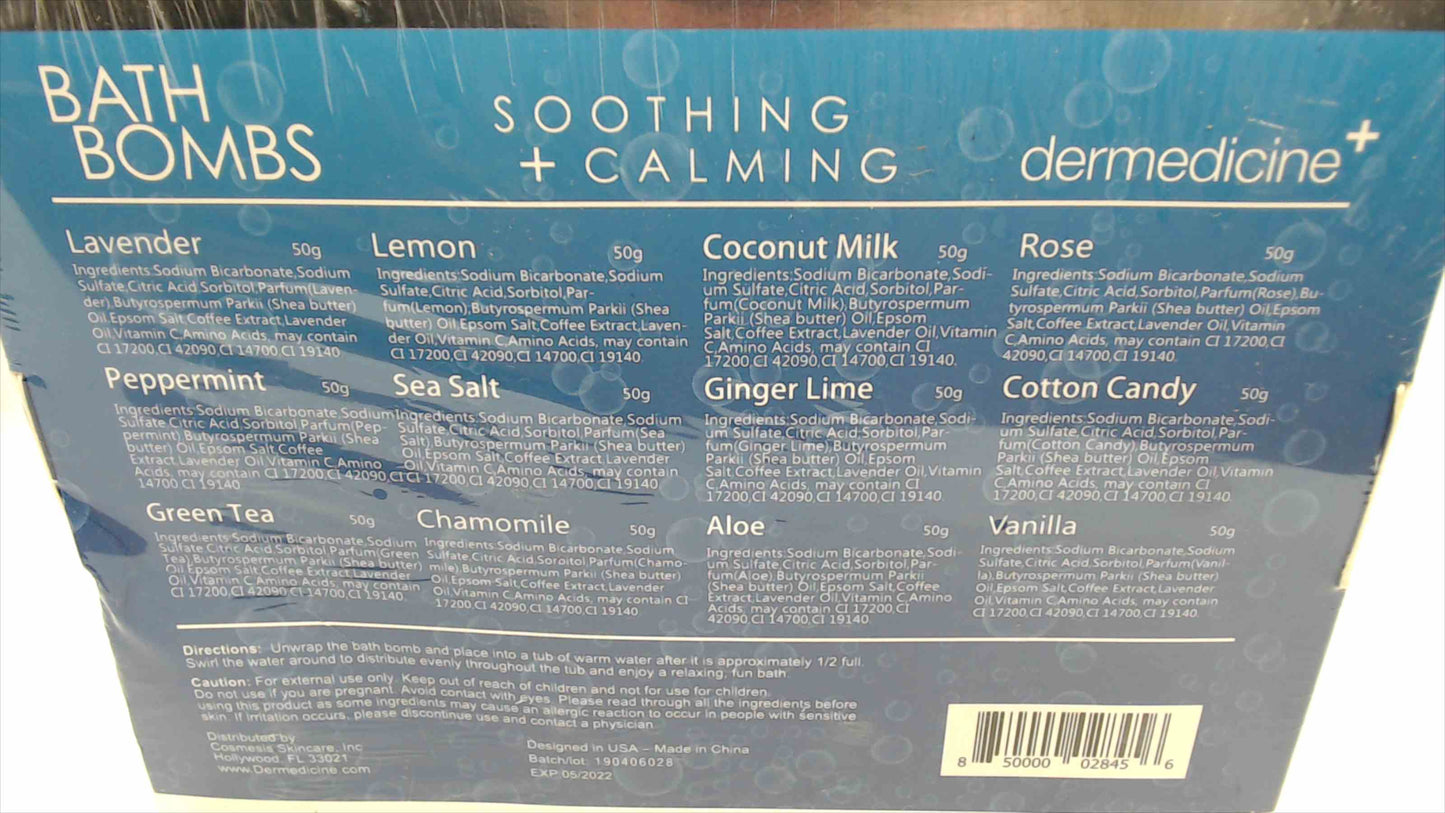 Dermedicine+ Bath Bombs Gift Set – 12-Piece Soothing & Calming Collection – New Sealed
