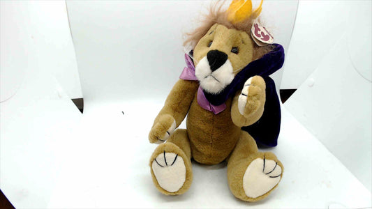 Ty Attic Treasures “Sire” Lion Plush w/ Crown & Velvet Cape – Heart Tag Attached