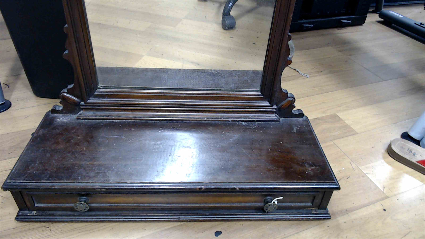 Vintage Wooden Vanity/Shaving Mirror w/ Drawer – 23”W x 27”H x 9”D