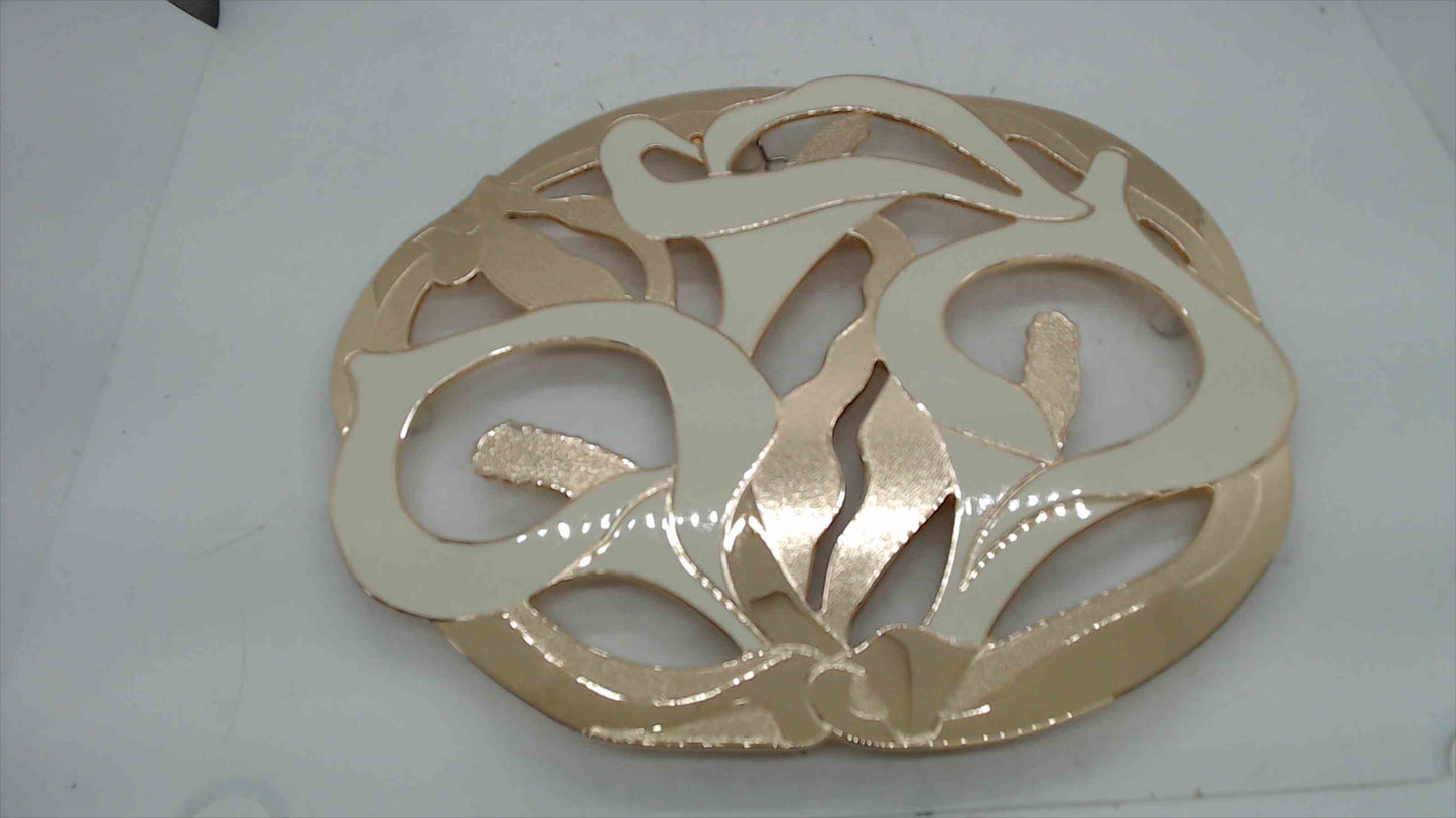 Wm. A. Rogers “Calla Lily” Metal Trivet – Gold & Cream Enamel – Made in Japan – New in Box