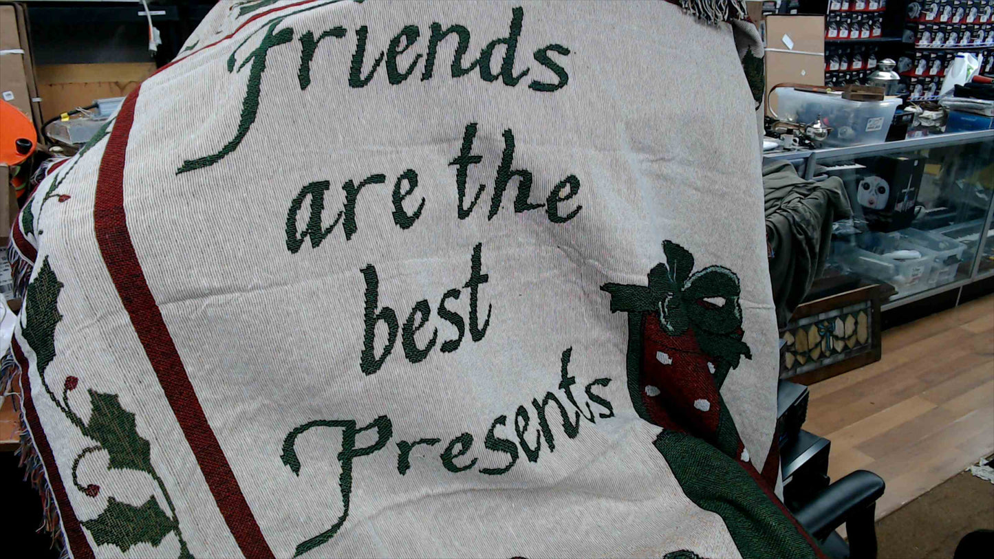 Holiday Tapestry Throw – “Friends Are the Best Presents” (4' x 5')