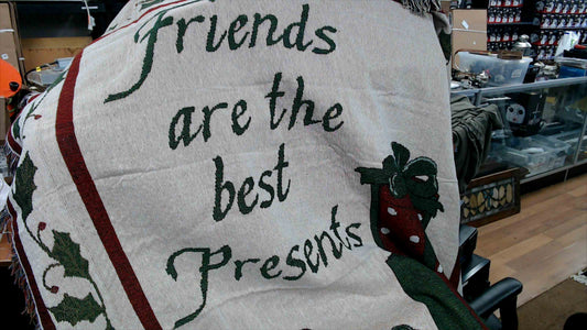 Holiday Tapestry Throw – “Friends Are the Best Presents” (4' x 5')