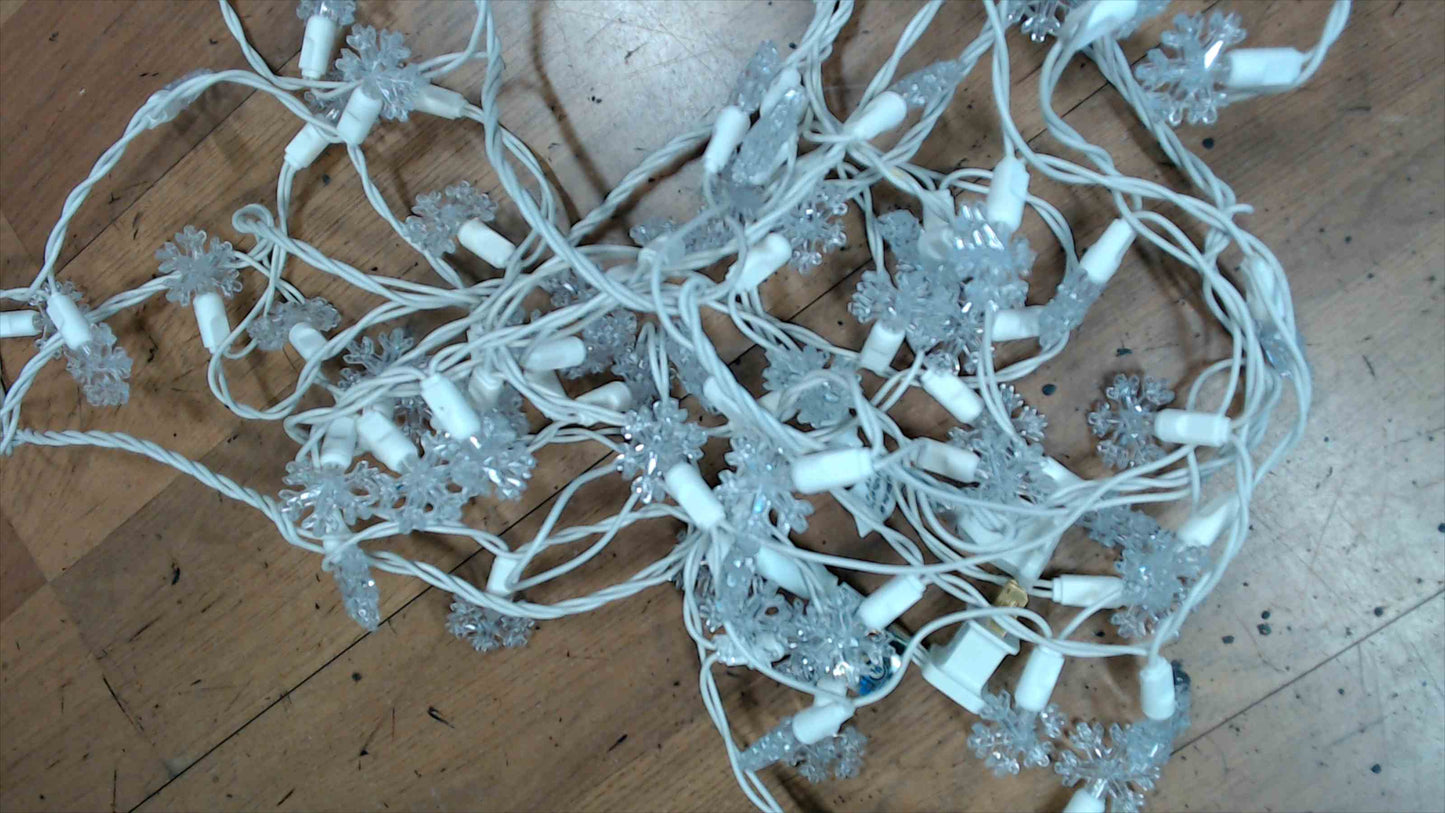 Set of 3 Snowflake LED String Lights – White Wire, Cool White, 7 ft Each (Total 21 ft / 210 Lights)