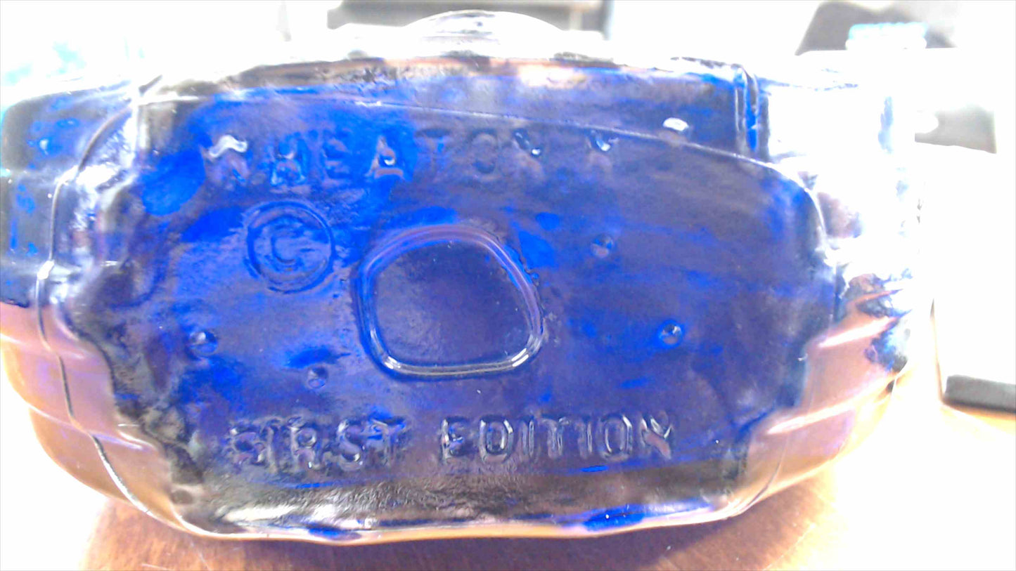 Wheaton “Theodore Roosevelt” First Edition Iridescent Cobalt Glass Bottle