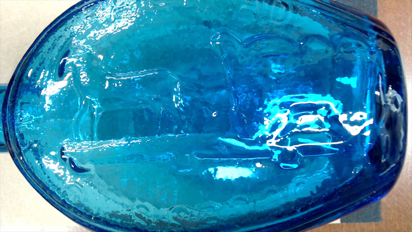 Vintage Aqua-Blue Glass Flask – “Success to the Railroad” Embossed Bottle, 7.25"