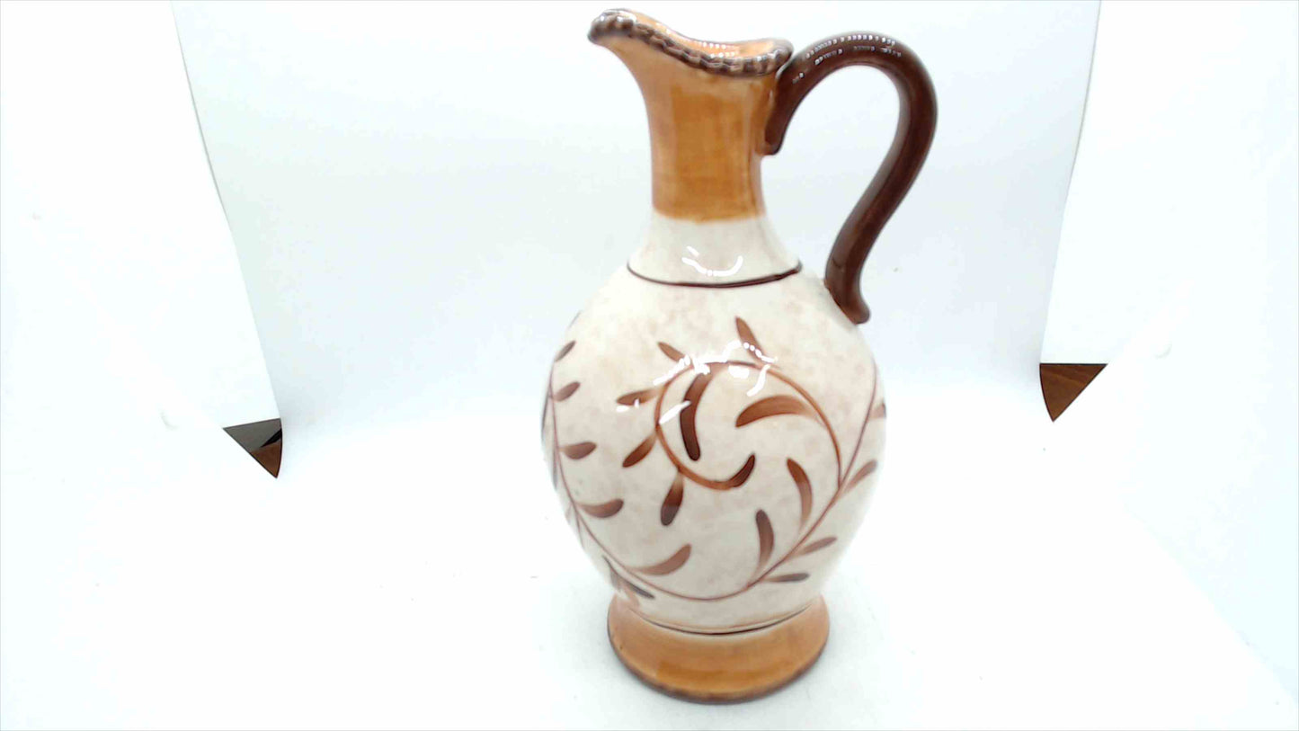 Certified International Pamela Gladding Ceramic Pitcher – Brown & Cream Vine Design