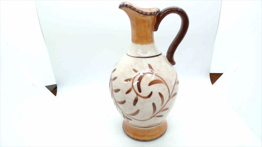 Certified International Pamela Gladding Ceramic Pitcher – Brown & Cream Vine Design